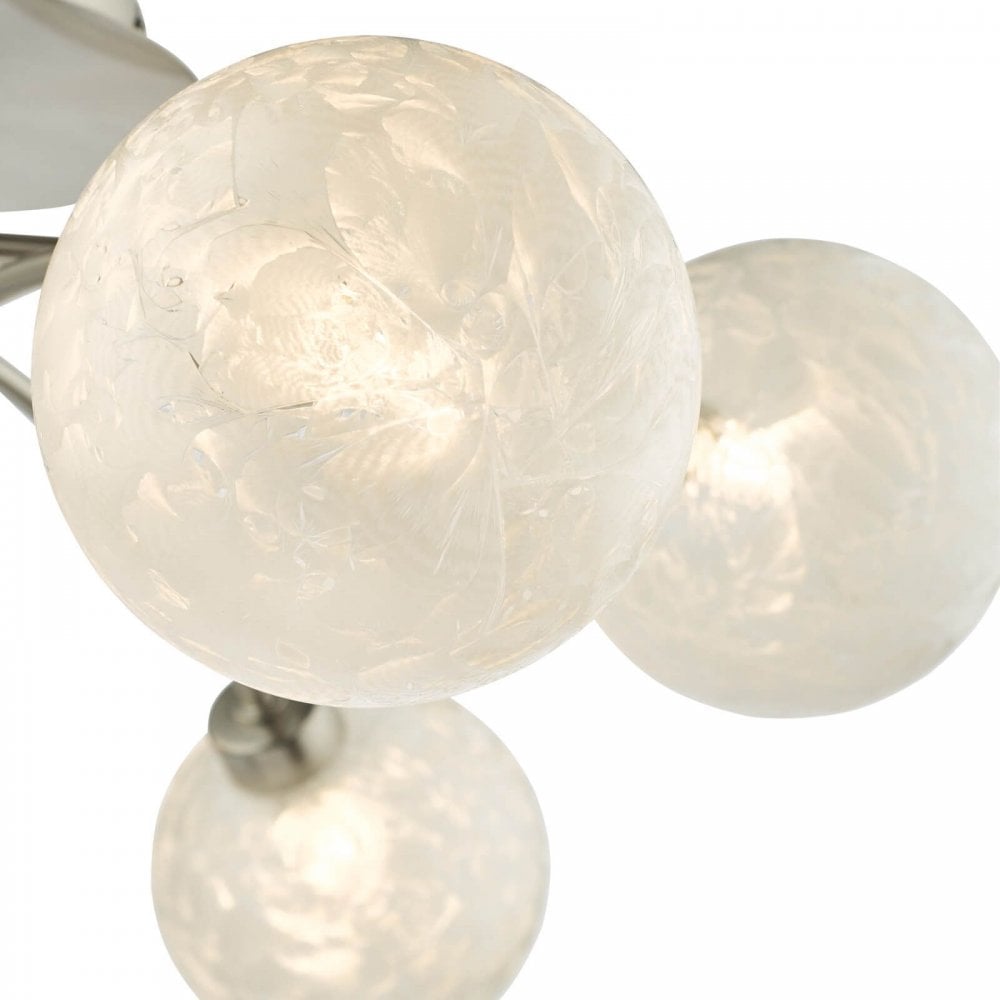 Avari 6 Light Semi Flush Satin Nickel & Frosted Glass