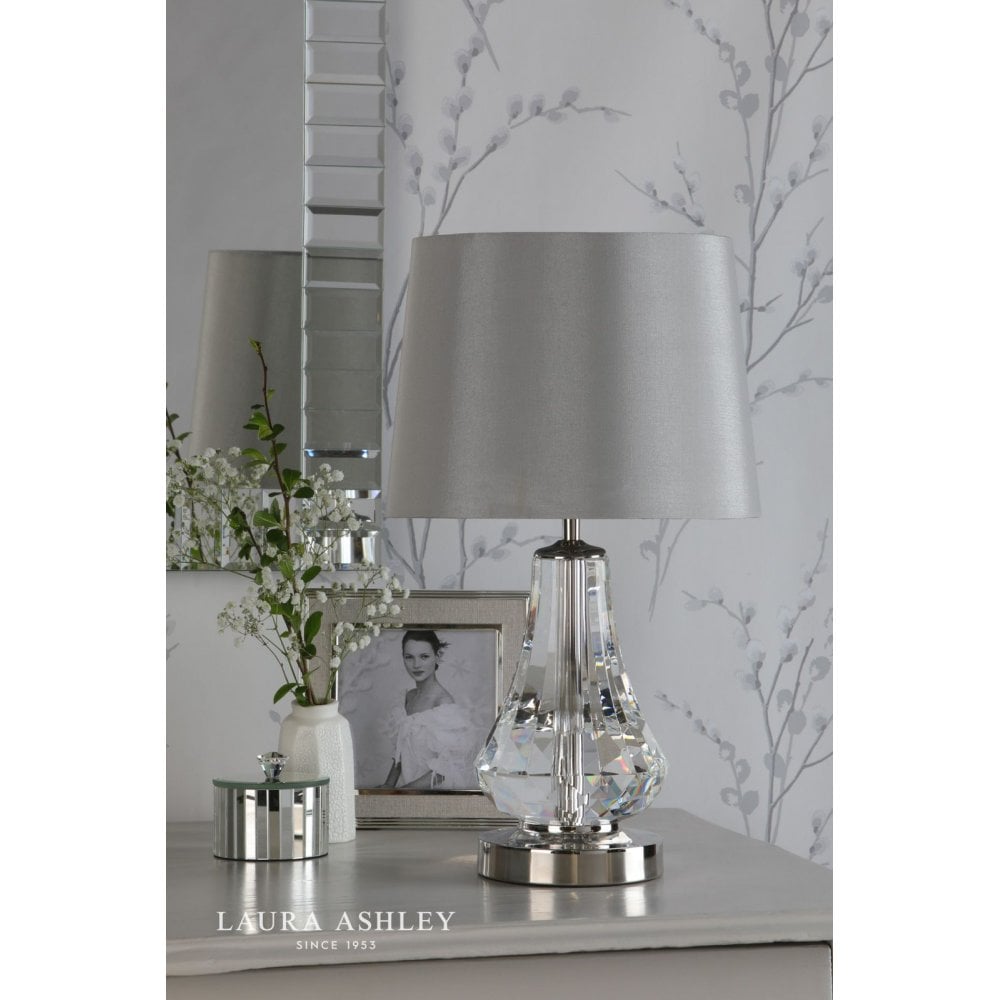 Humby Polished Nickle & Crystal Touch Table C/W Shade