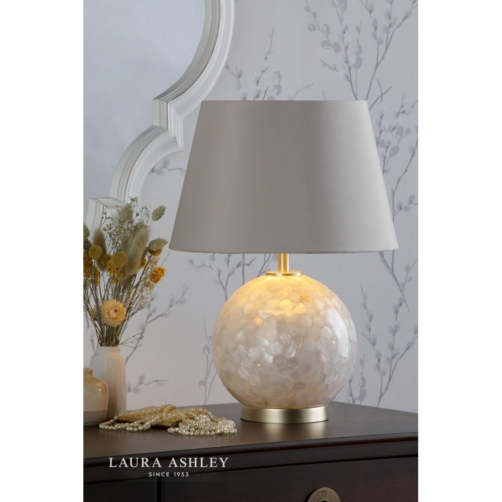 Mathern Cream Shell & Champagne Table Lamp C/W Shade