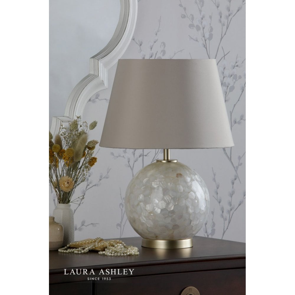 Mathern Cream Shell & Champagne Table Lamp C/W Shade
