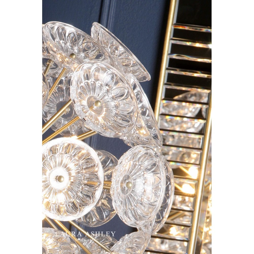 Elwick 6 Light Pendant Textured Glass & Antique Brass