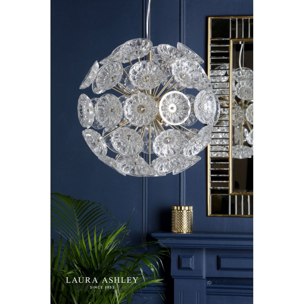 Elwick 6 Light Pendant Textured Glass & Antique Brass