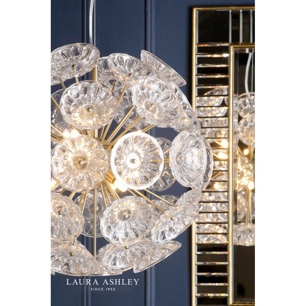 Elwick 6 Light Pendant Textured Glass & Antique Brass