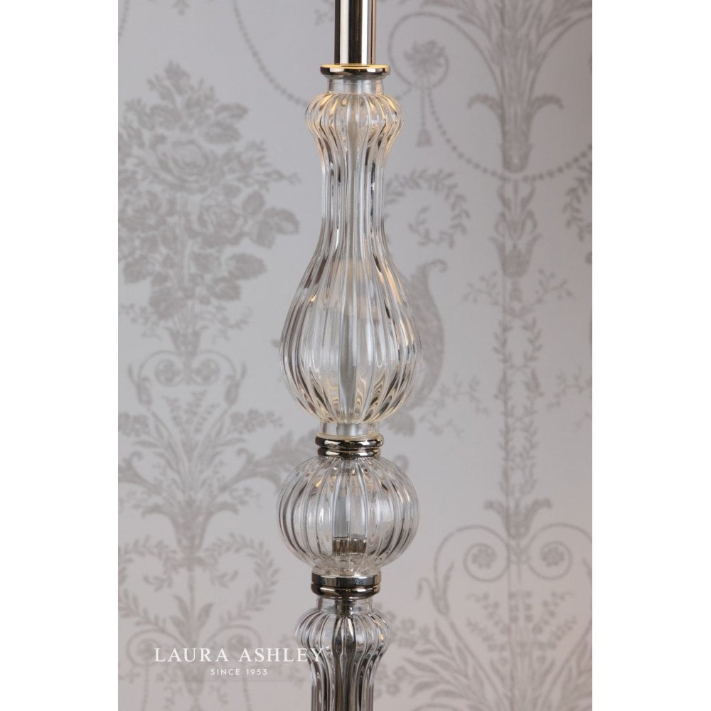 Bradshaw Floor Lamp Polished Nickel & Ribbed Glass With Shade