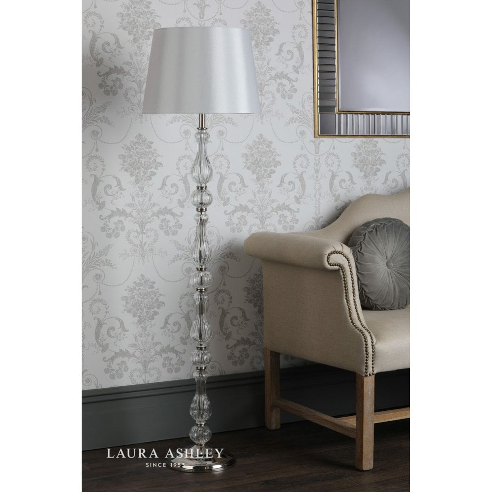 Bradshaw Floor Lamp Polished Nickel & Ribbed Glass With Shade