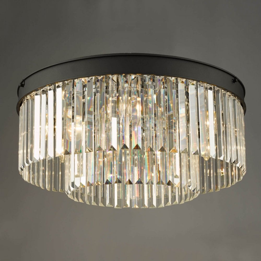 Celeus 6 Light Crystal Flush Fitting in Matt Anthracite