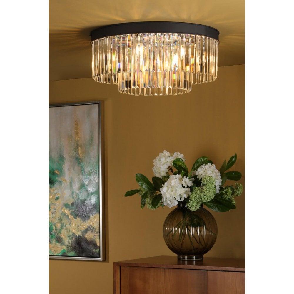 Celeus 6 Light Crystal Flush Fitting in Matt Anthracite
