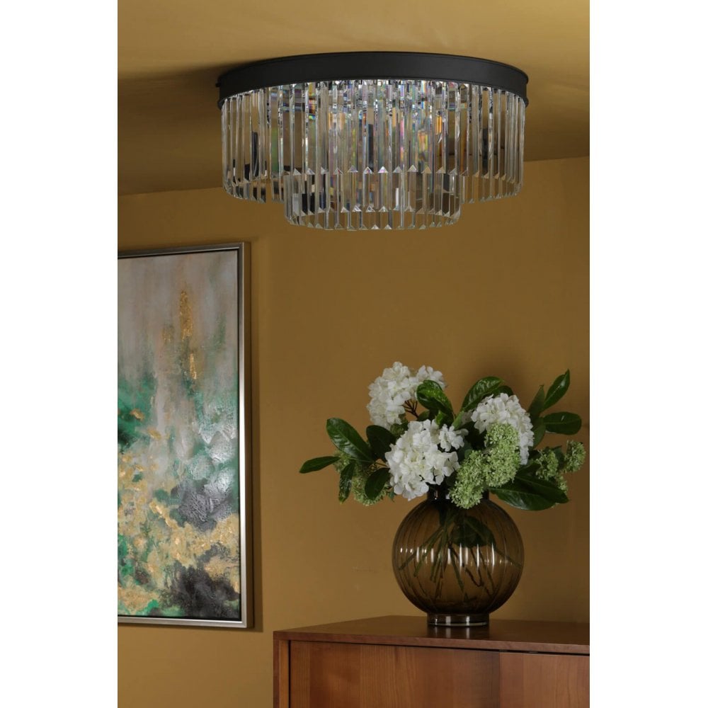 Celeus 6 Light Crystal Flush Fitting in Matt Anthracite