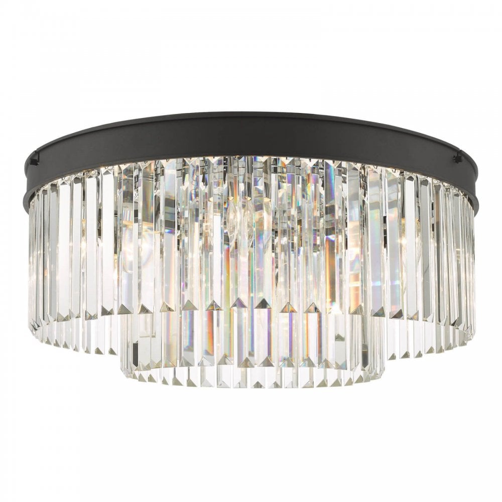 Celeus 6 Light Crystal Flush Fitting in Matt Anthracite