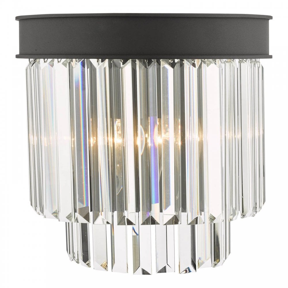 Celeus 2 Light Crystal Wall Light in Anthracite