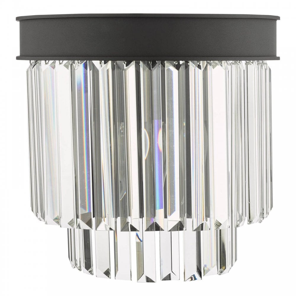 Celeus 2 Light Crystal Wall Light in Anthracite