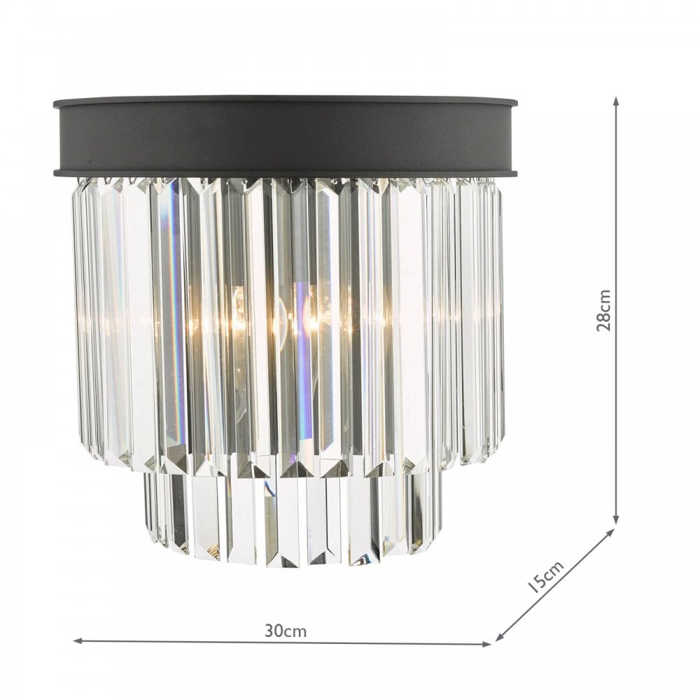 Celeus 2 Light Crystal Wall Light in Anthracite
