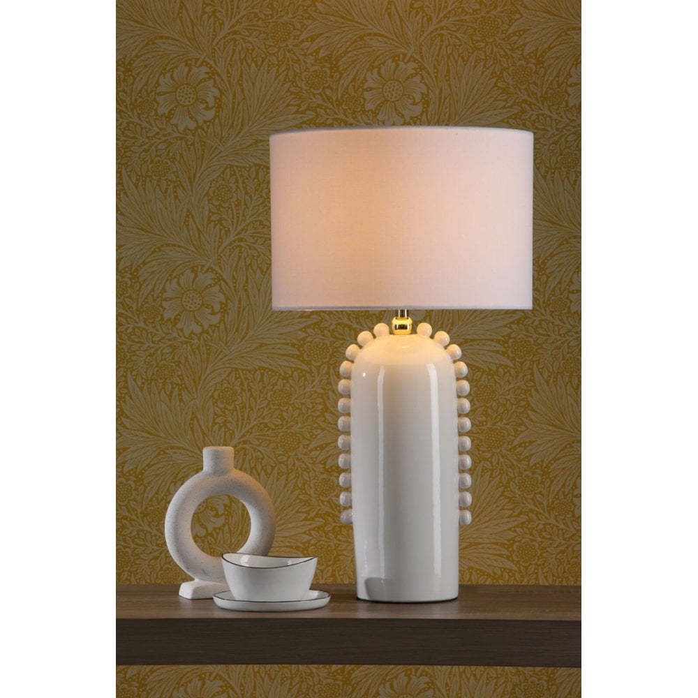 Dolce White Ceramic Table Lamp C/W Shade