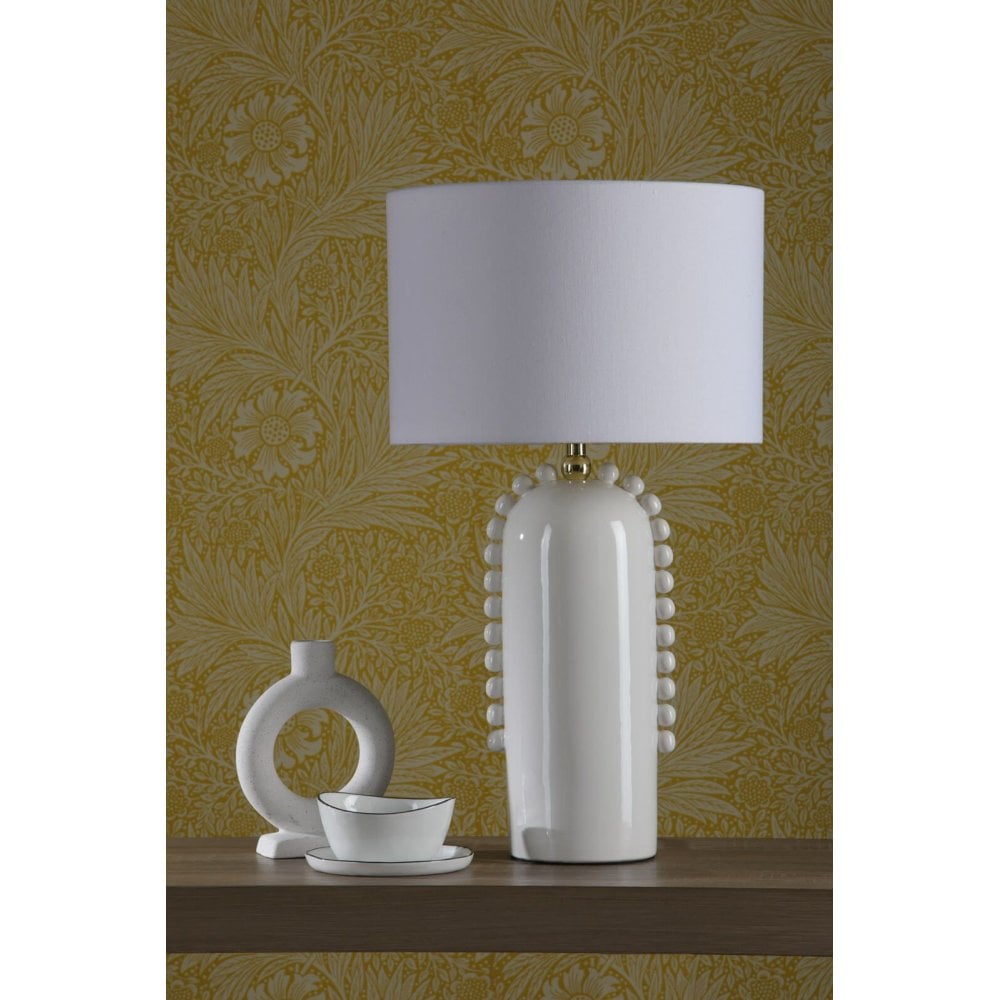 Dolce White Ceramic Table Lamp C/W Shade