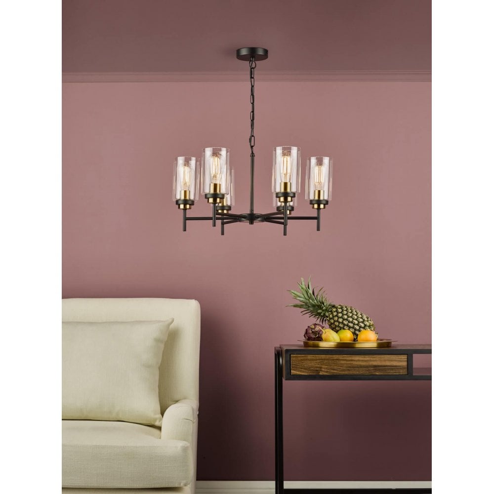 Abel 6 Light Pendant in Satin Black Finish