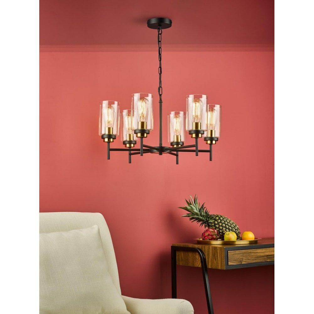 Abel 6 Light Pendant in Satin Black Finish