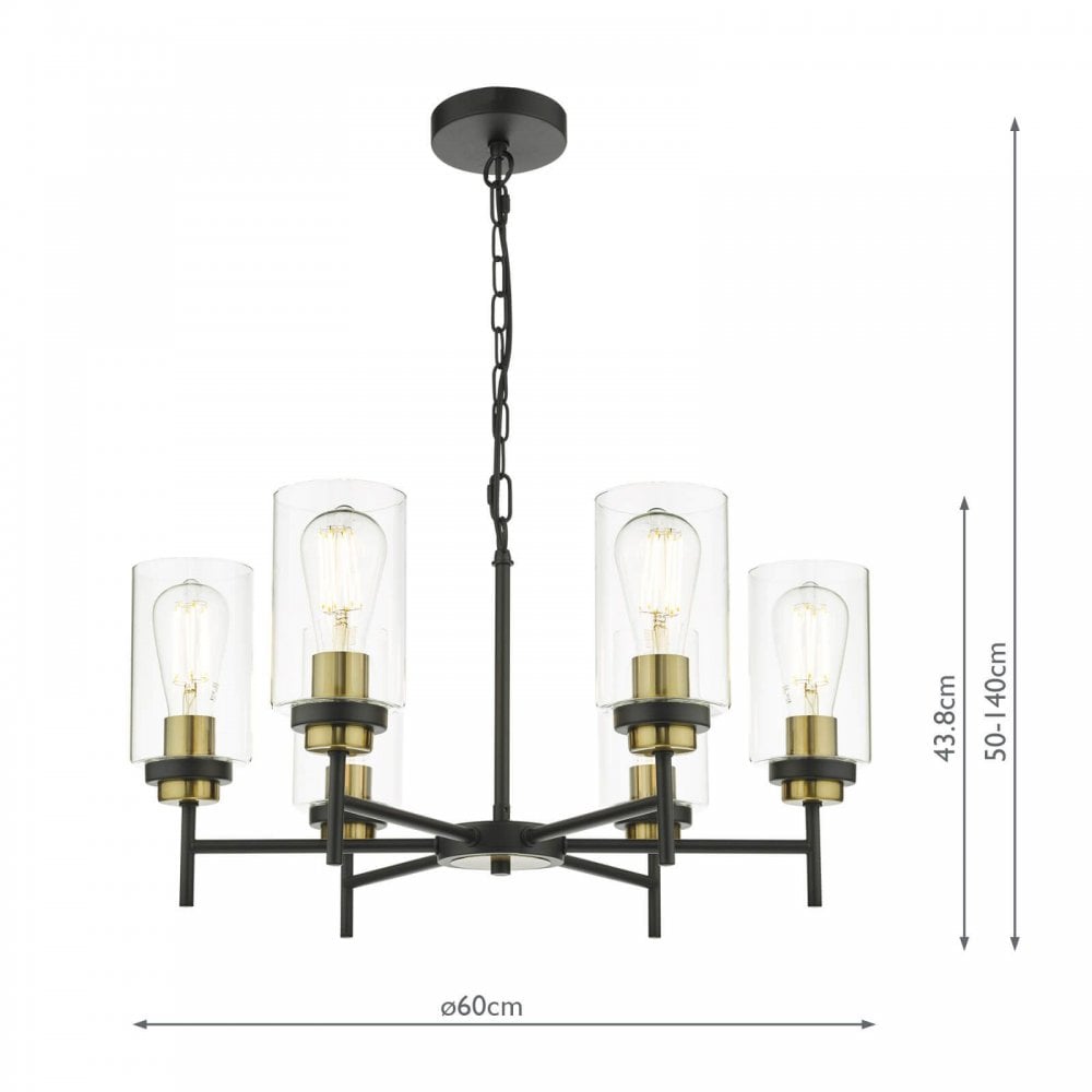 Abel 6 Light Pendant in Satin Black Finish