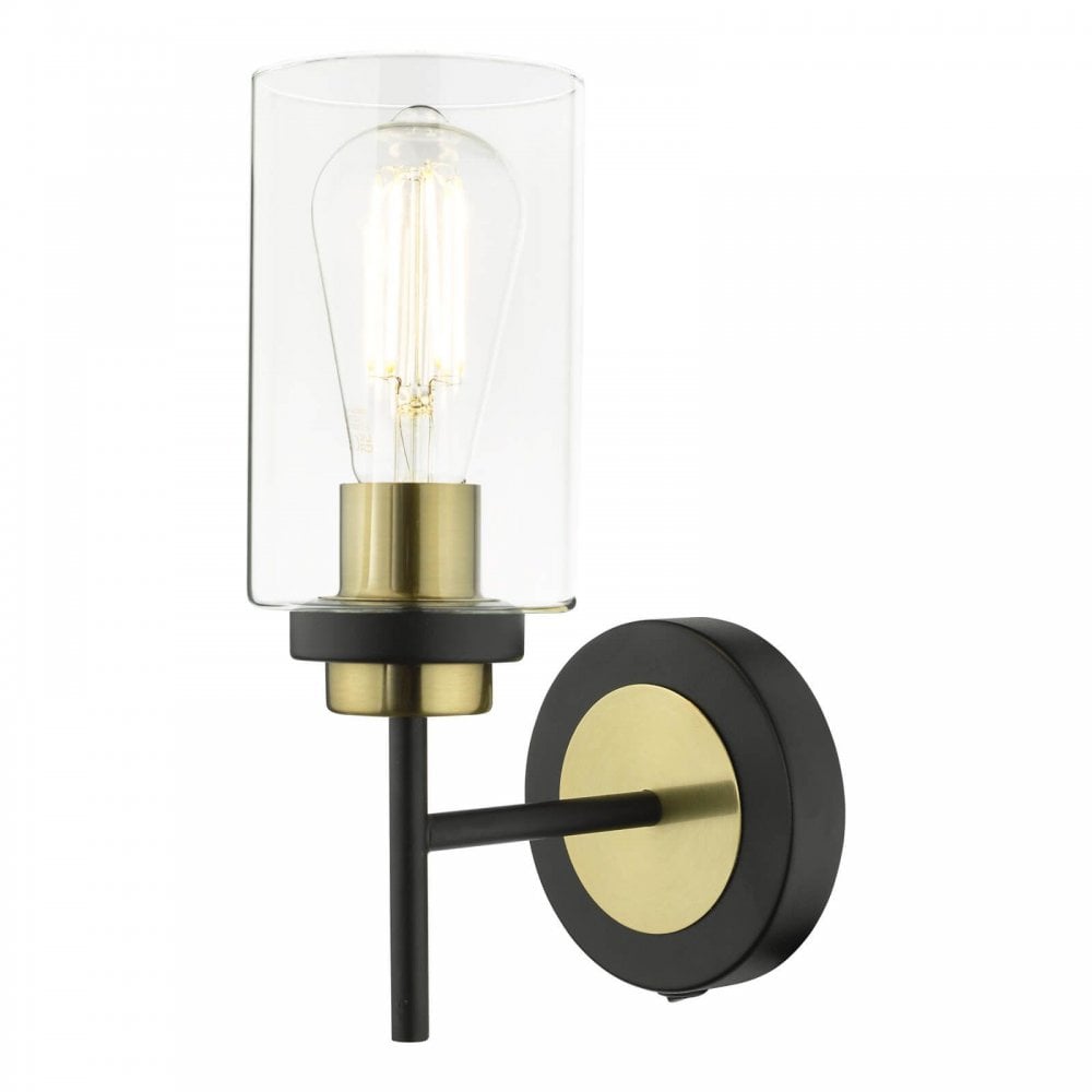 Abel Wall Light in Satin Black & Brass Finish