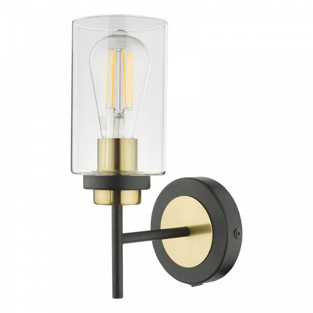 Abel Wall Light in Satin Black & Brass Finish