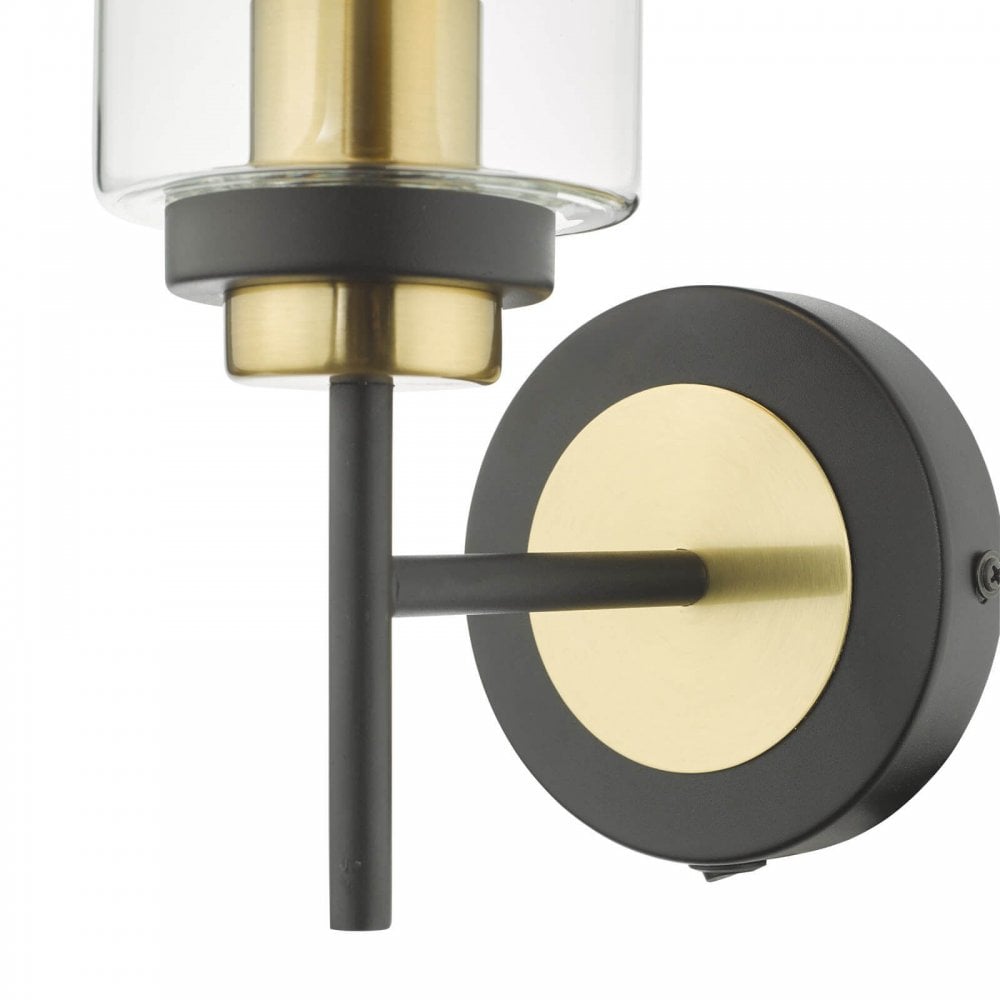 Abel Wall Light in Satin Black & Brass Finish