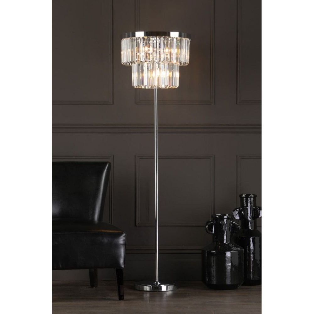 Angel 6 Light Crystal Floor Lamp in Polished Chrome Finish