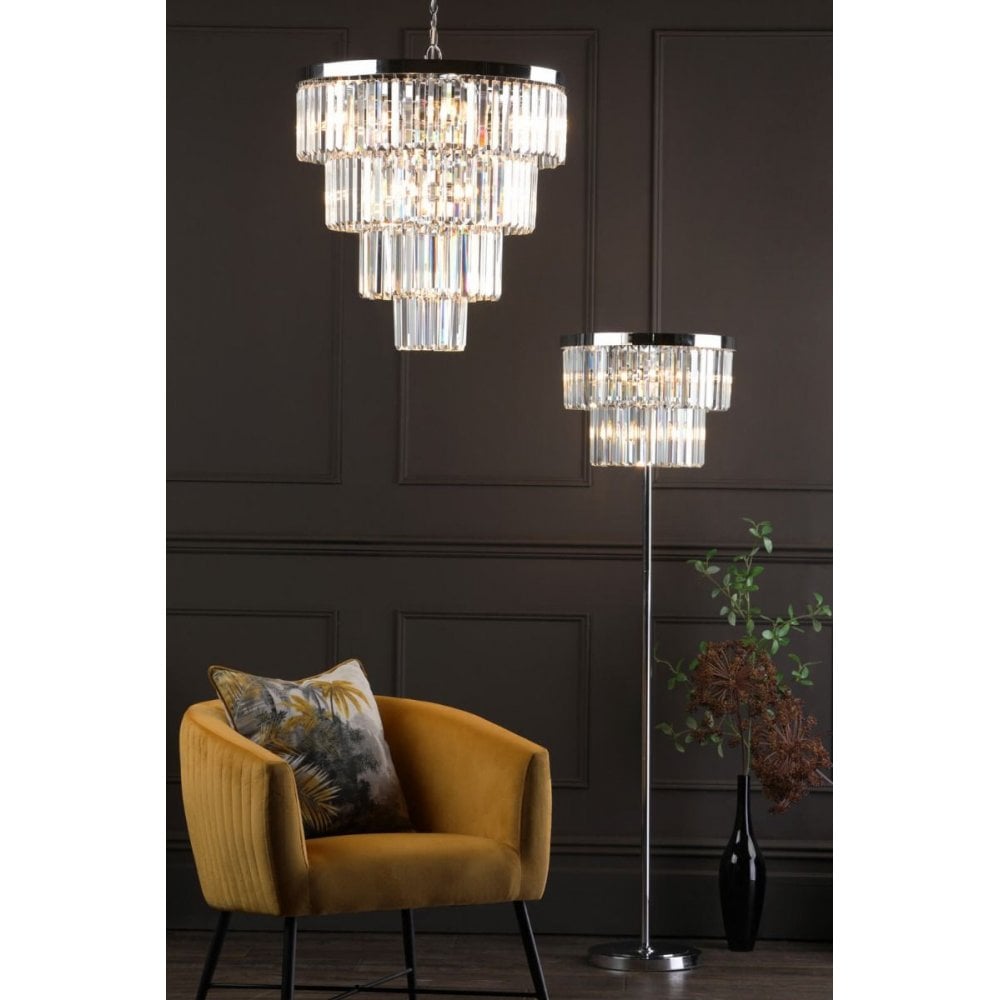 Angel 6 Light Crystal Floor Lamp in Polished Chrome Finish
