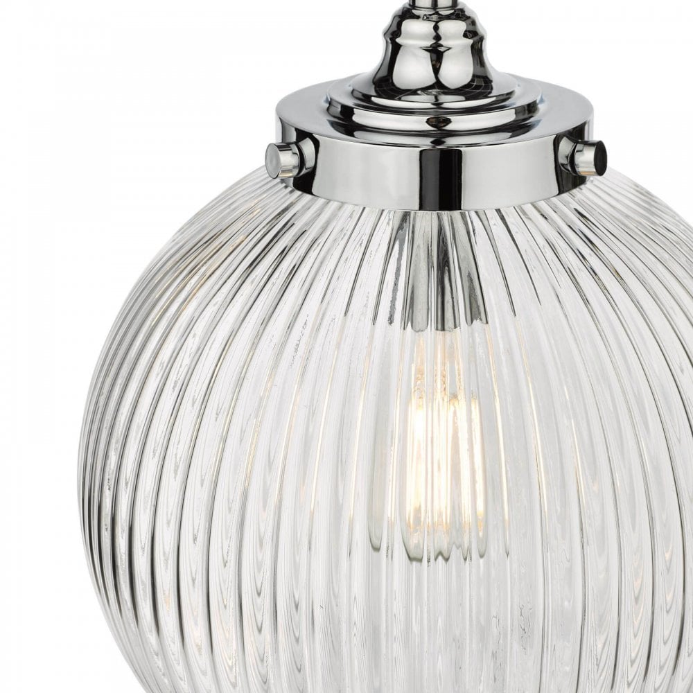 Tamara Pendant in Polished Chrome with Ribbed Glass IP44