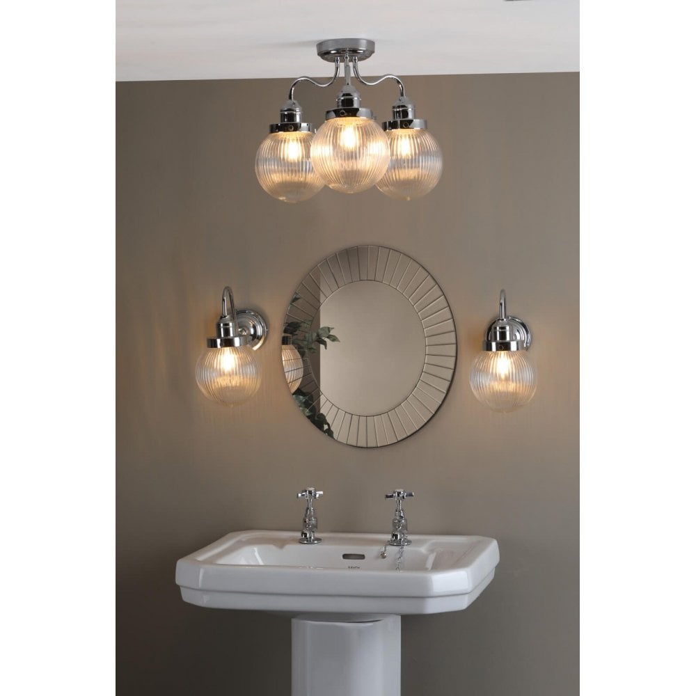 Tamara Wall Light in Polished Chrome with Ribbed Glass IP44