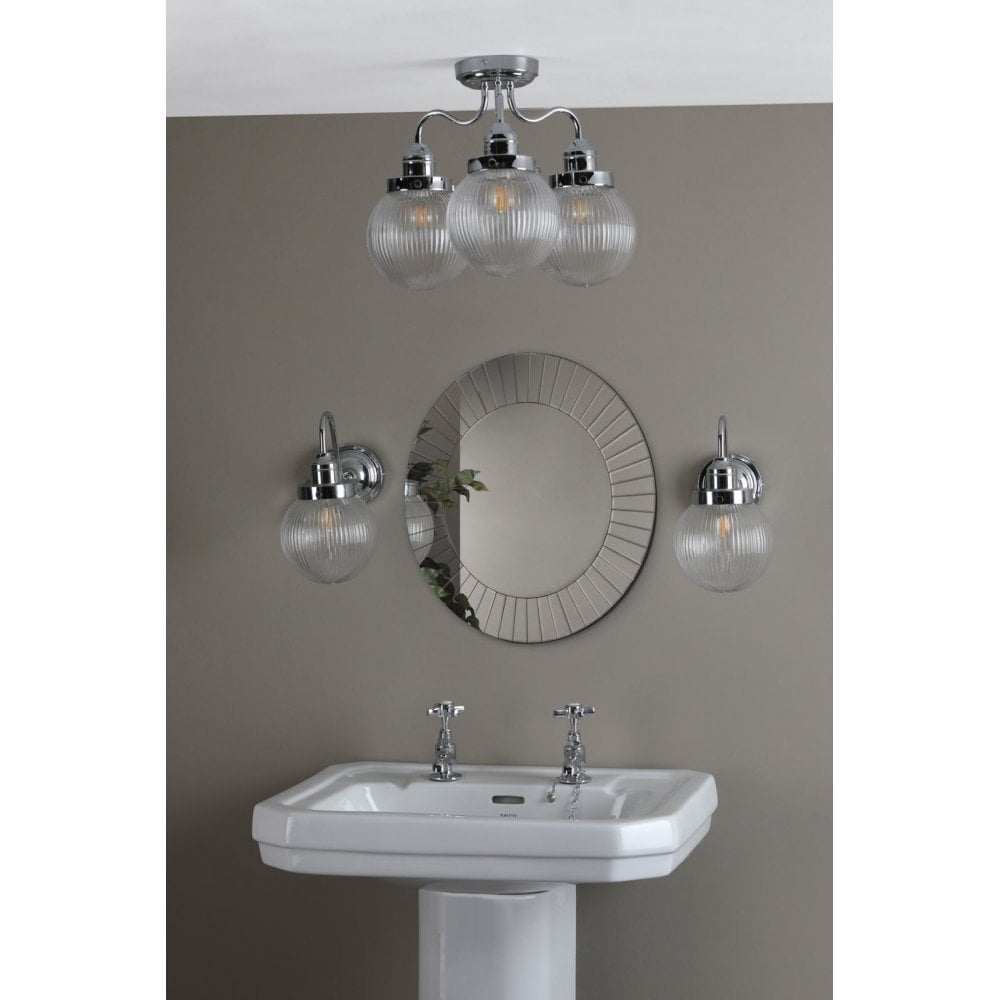 Tamara Wall Light in Polished Chrome with Ribbed Glass IP44