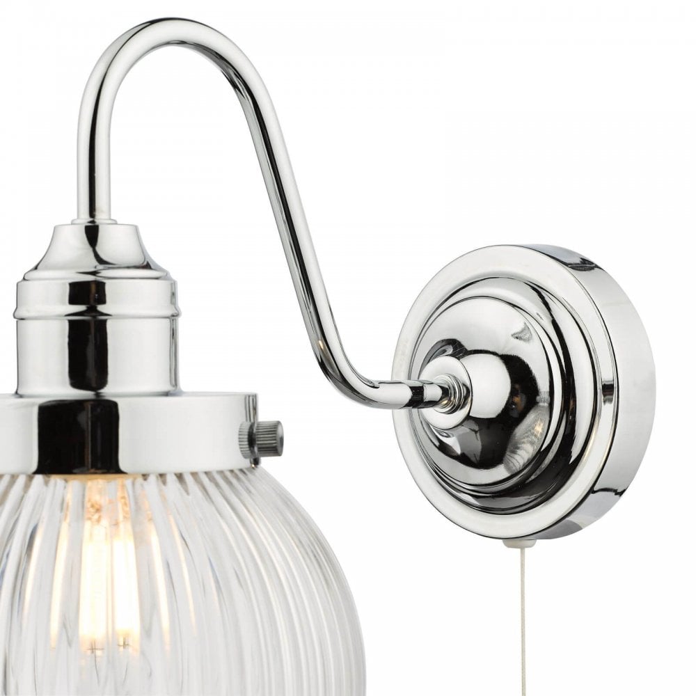Tamara Wall Light in Polished Chrome with Ribbed Glass IP44
