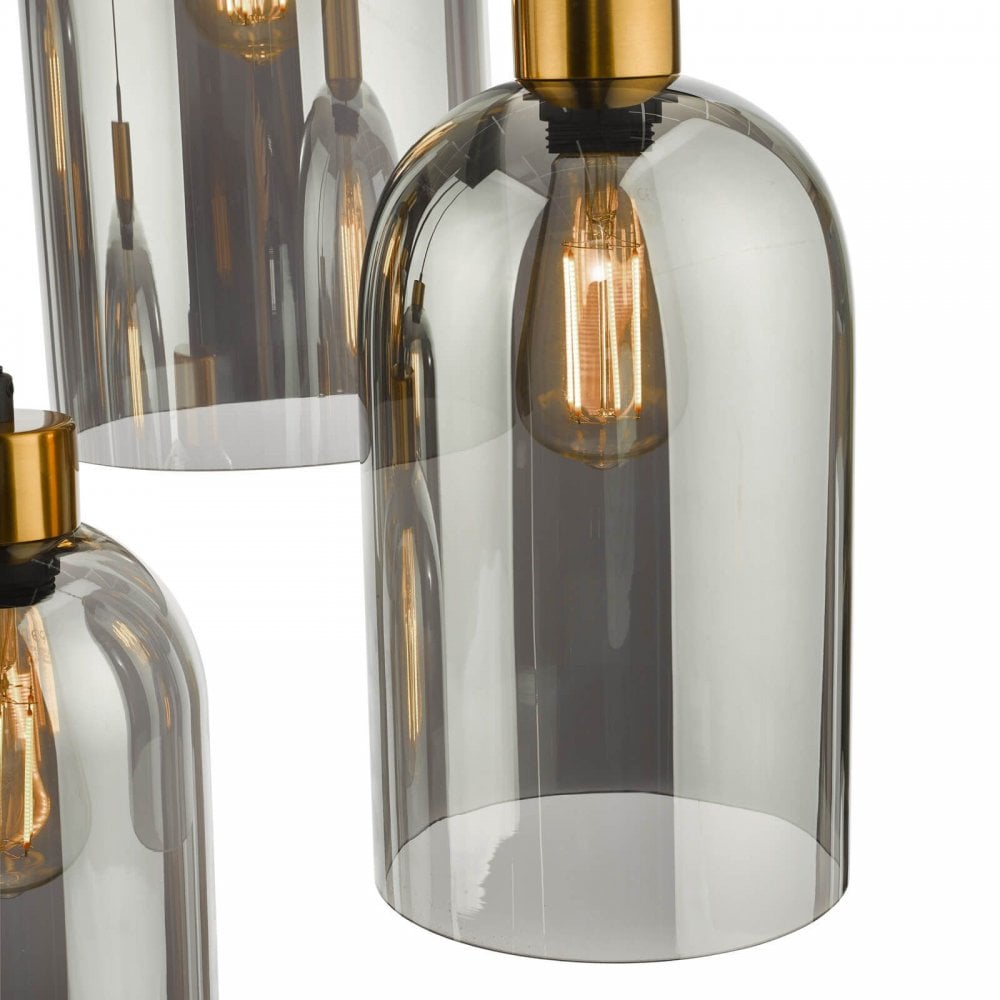 Alma 6 Light Smoked Glass & Black Bar Pendant