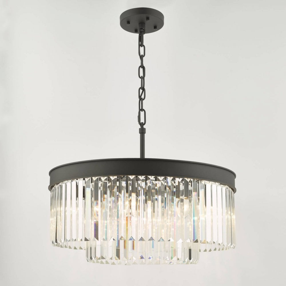Celeus 6 Light Crystal Chandelier in Anthracite