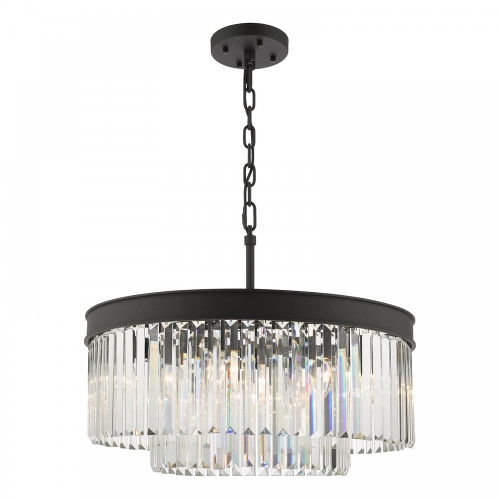 Celeus 6 Light Crystal Chandelier in Anthracite