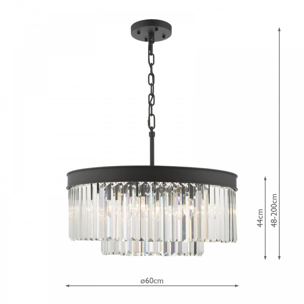 Celeus 6 Light Crystal Chandelier in Anthracite