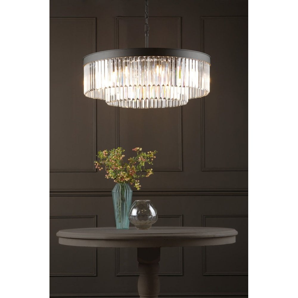 Celeus 8 Light Crystal Chandelier in Anthracite