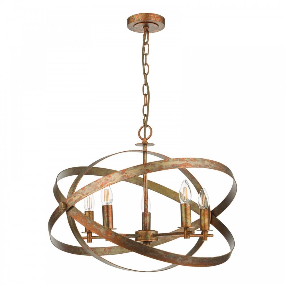Nitya 5 Light Pendant in Mottled Copper Finish