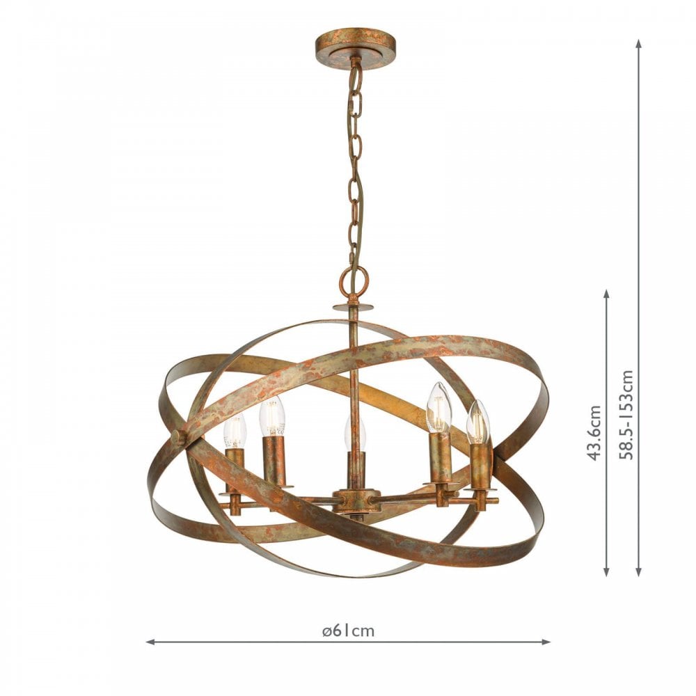 Nitya 5 Light Pendant in Mottled Copper Finish