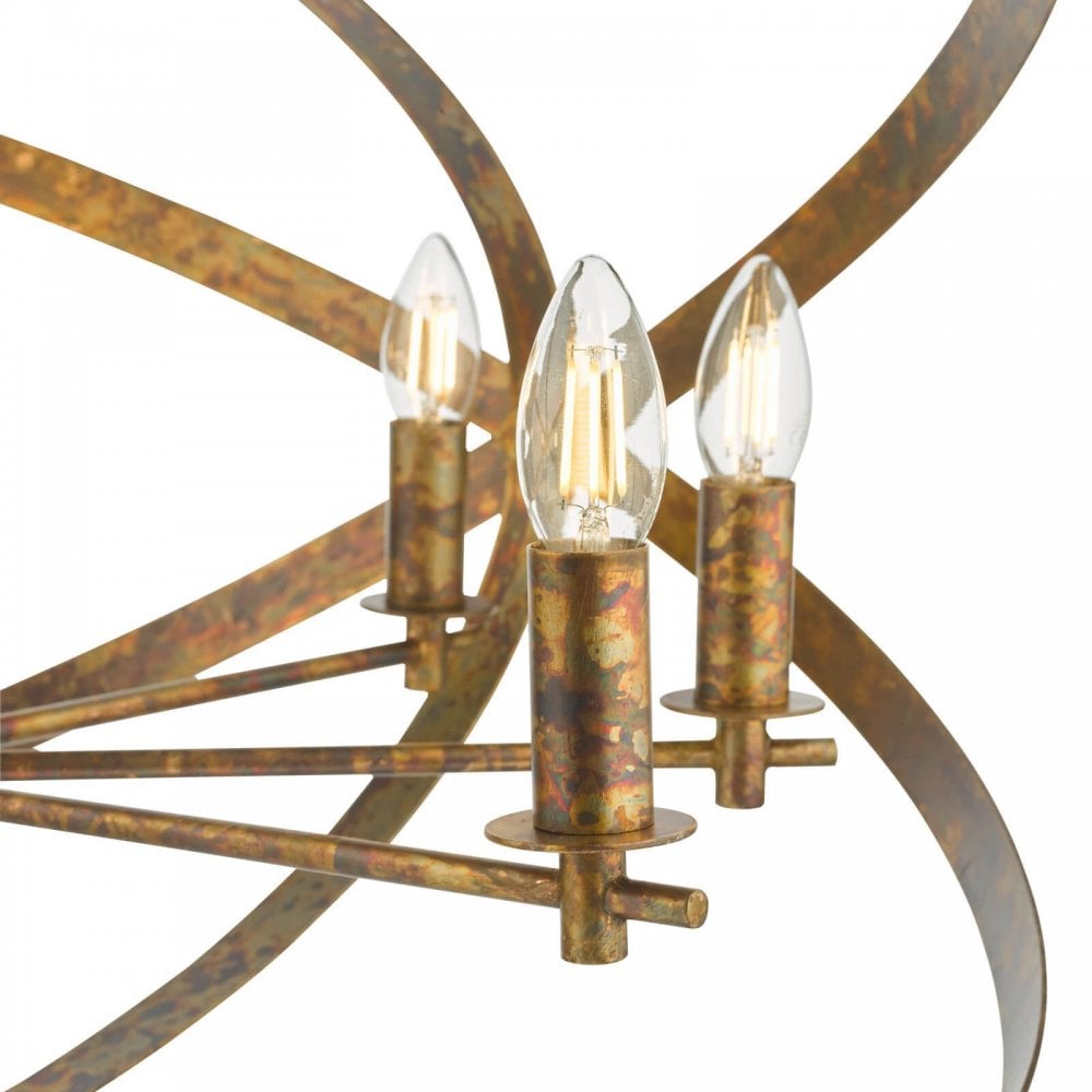 Nitya 8 Light Pendant in Mottled Copper Finish