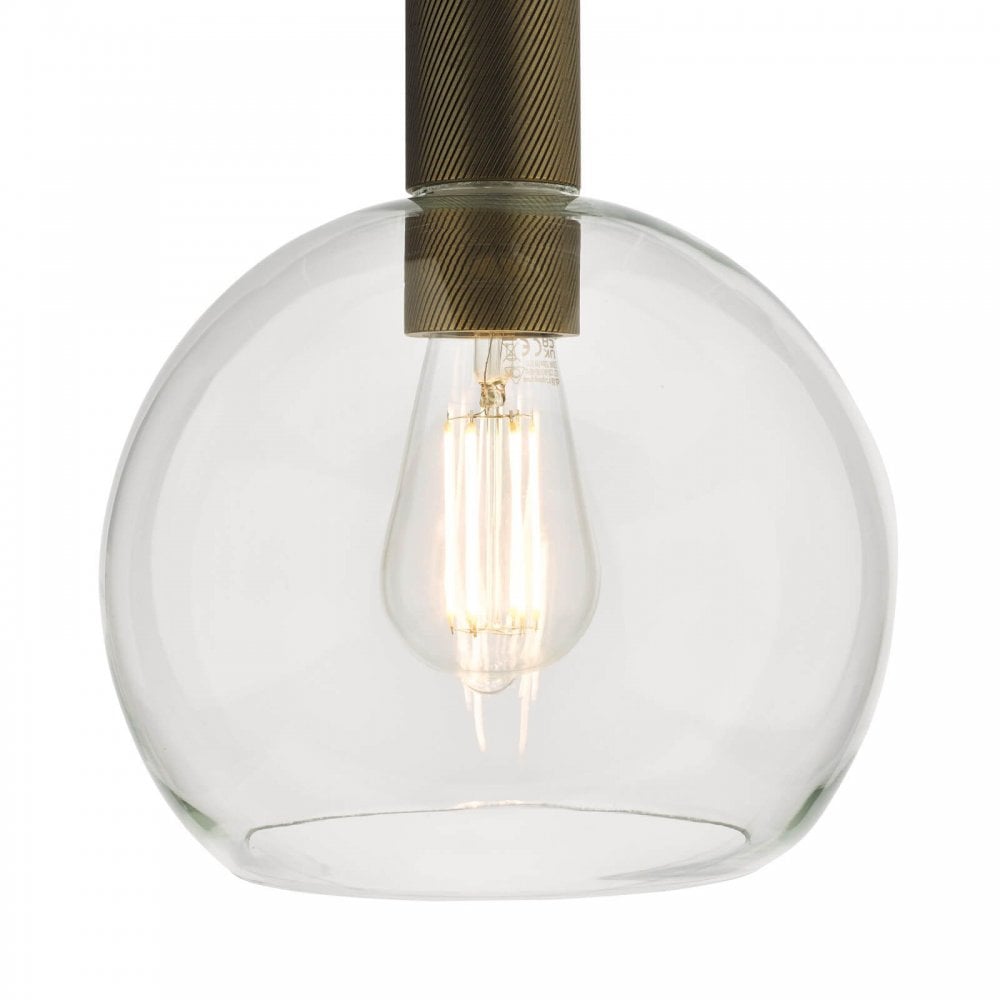 Nikolas Solid Brass Pendant C/W Round Clear Glass Shade