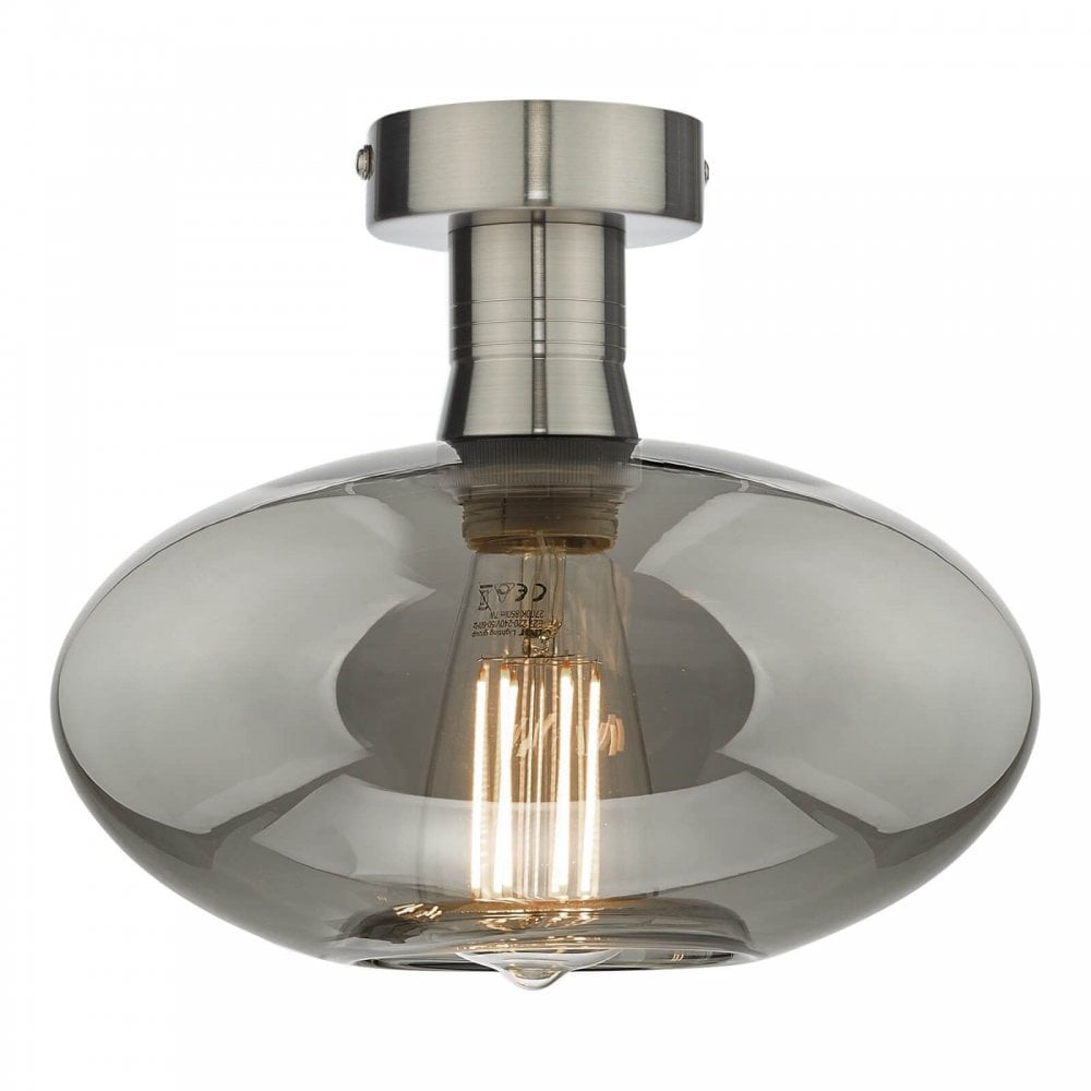 Emerson Semi Flush Antique Chrome Smoked Glass