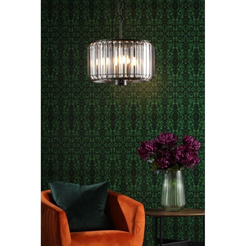 Naeva 3 Light Pendant in Satin Black Finish