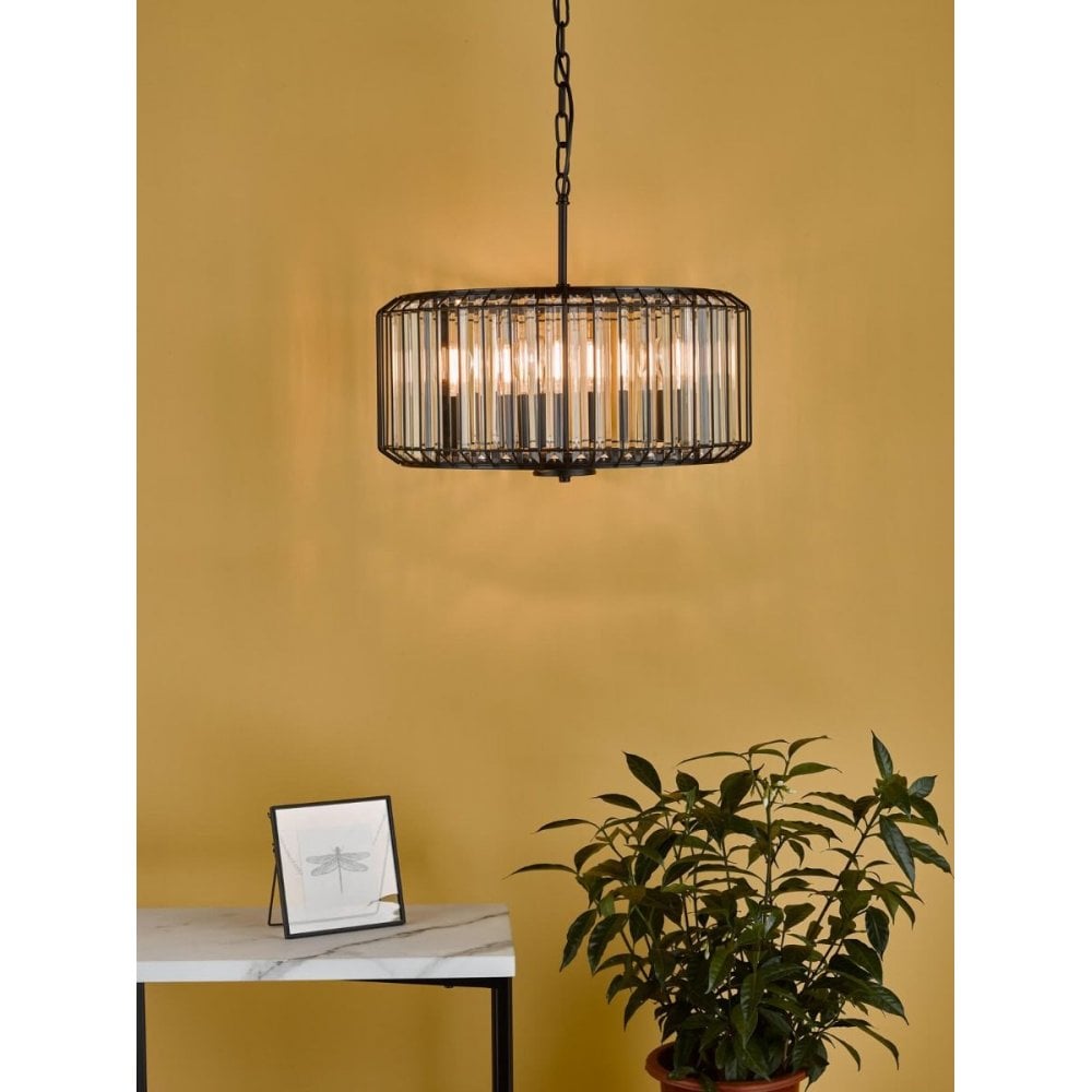 Naeva 4 Light Pendant in Satin Black Finish