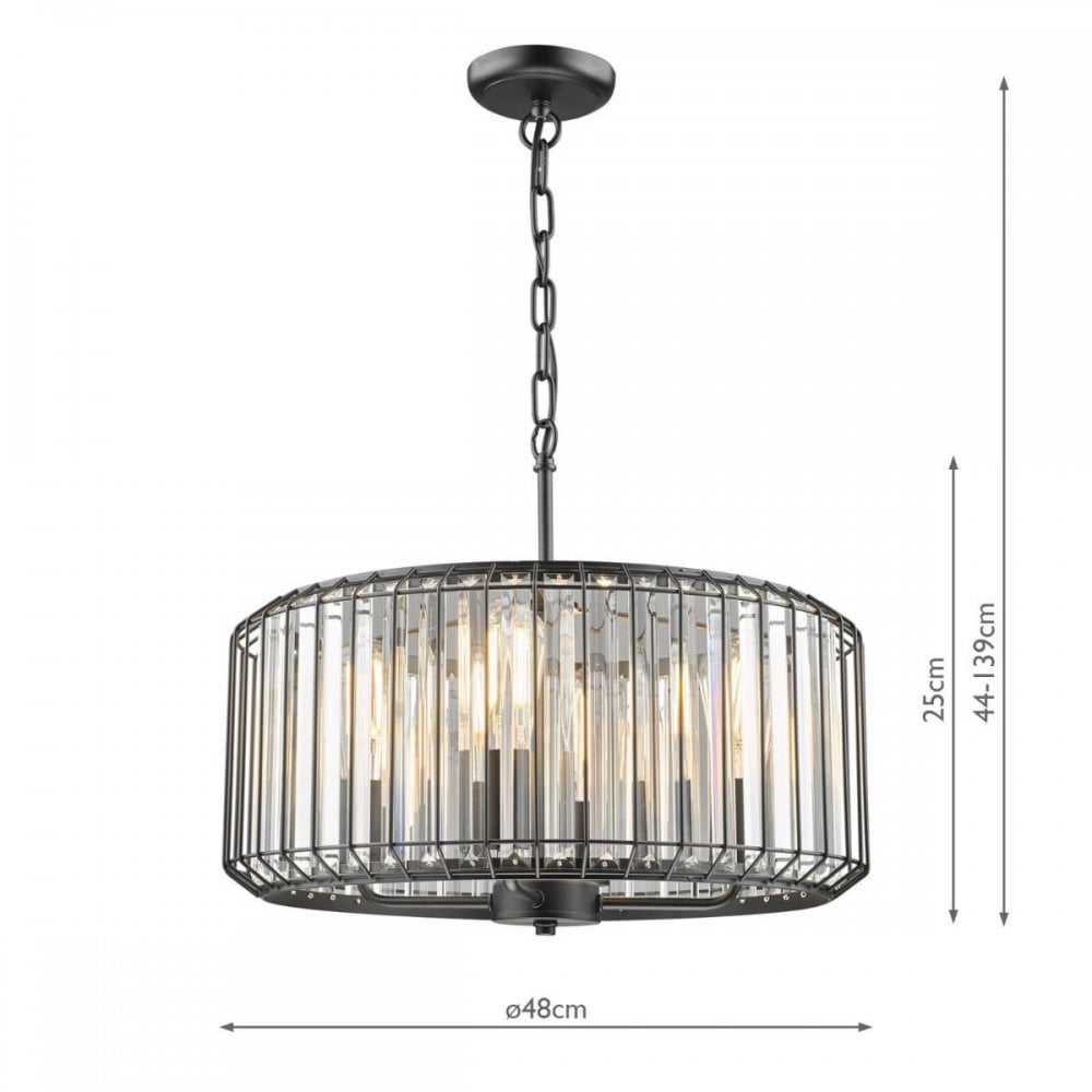 Naeva 4 Light Pendant in Satin Black Finish