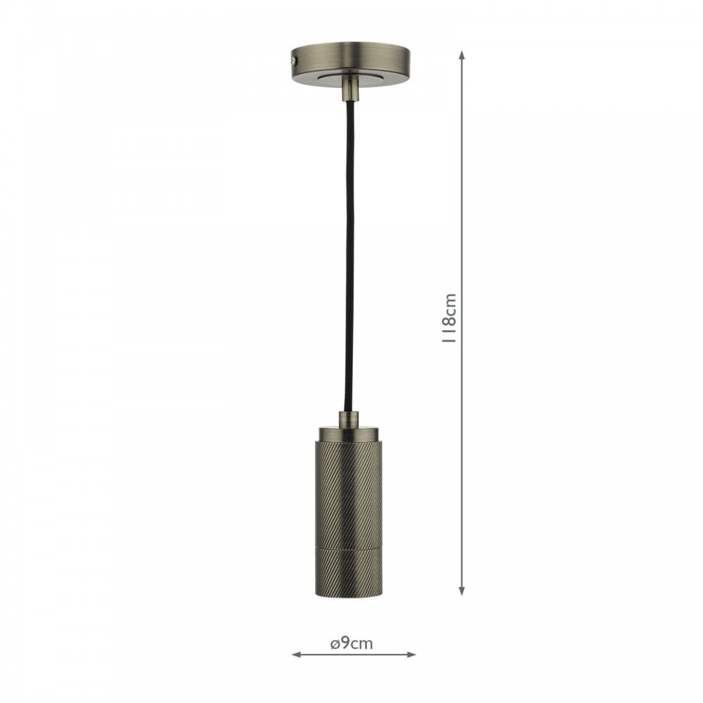 Knurled E27 Antique Chrome Suspension