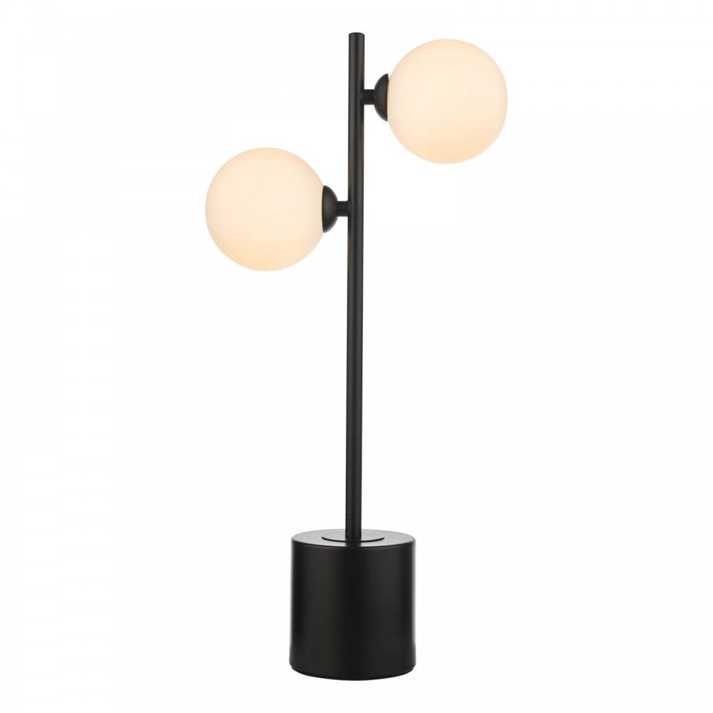 Spiral 6 Light Matt Black Table Lamp with Opal Glass