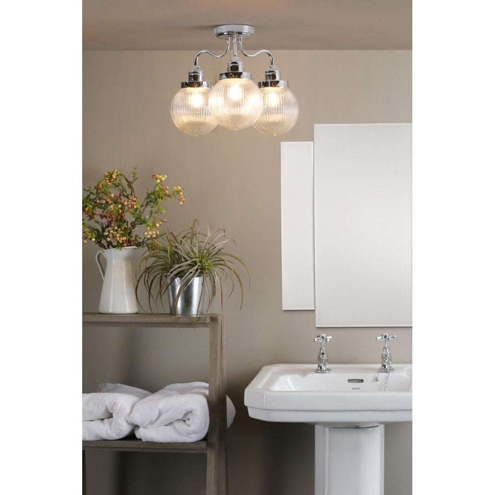 Tamara 3 Light Semi Flush in Polished Chrome IP44