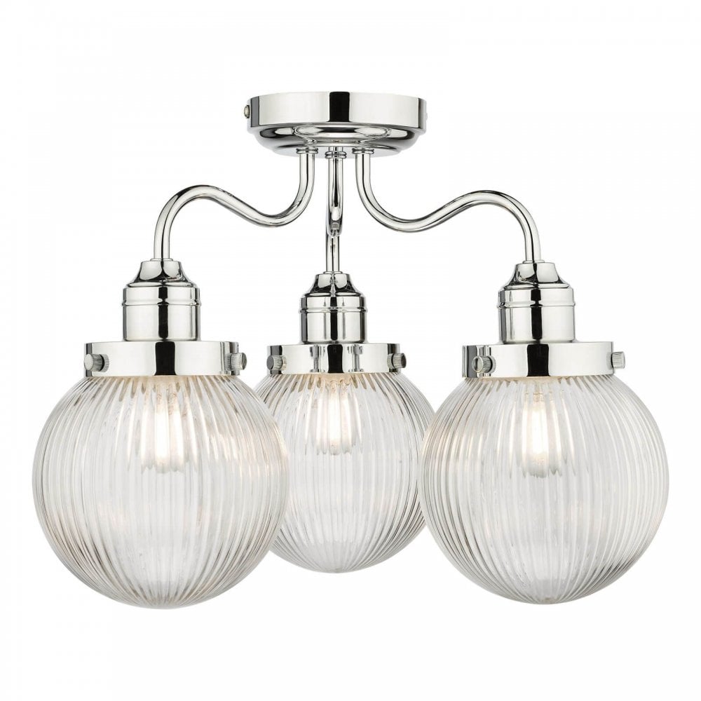 Tamara 3 Light Semi Flush in Polished Chrome IP44