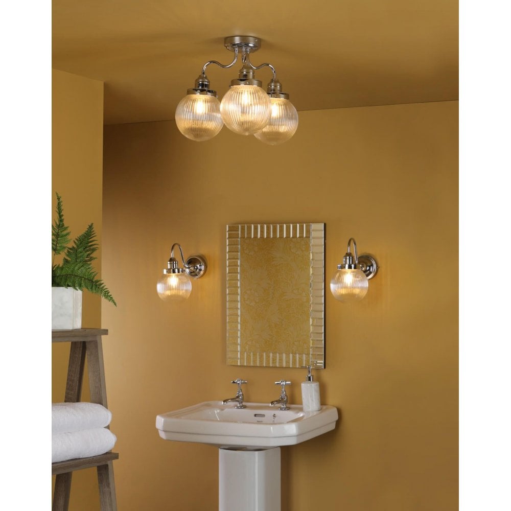 Tamara 3 Light Semi Flush in Polished Chrome IP44