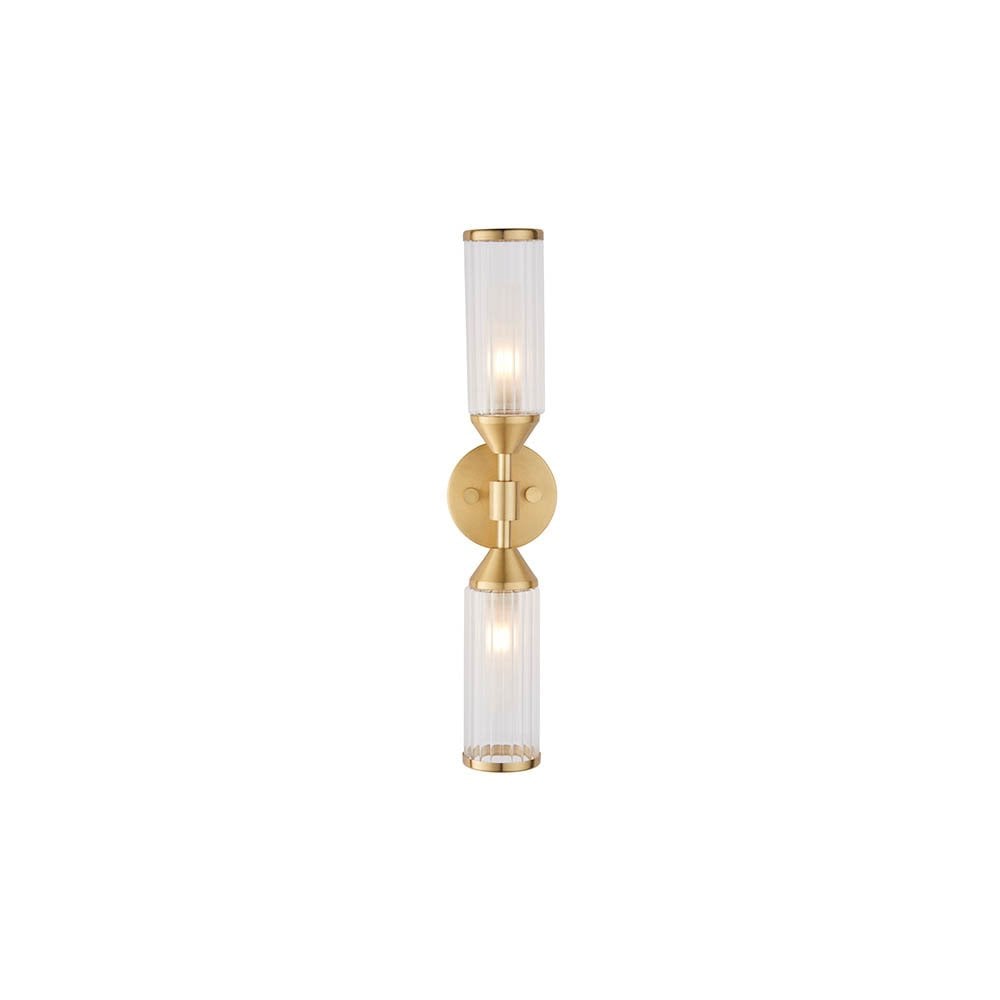 Sally Ribbed & Frosted Satin Brass Double Wall Light