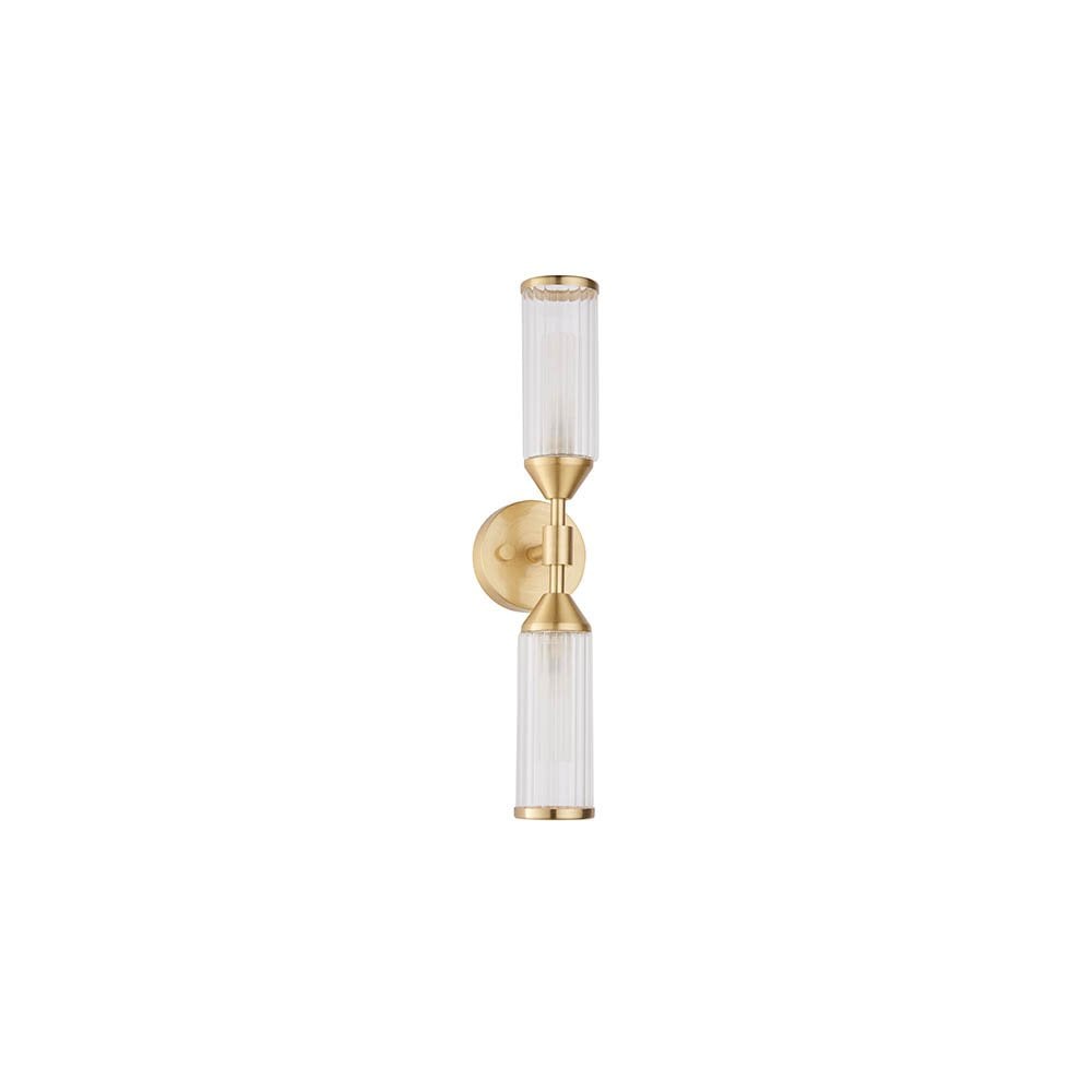Sally Ribbed & Frosted Satin Brass Double Wall Light